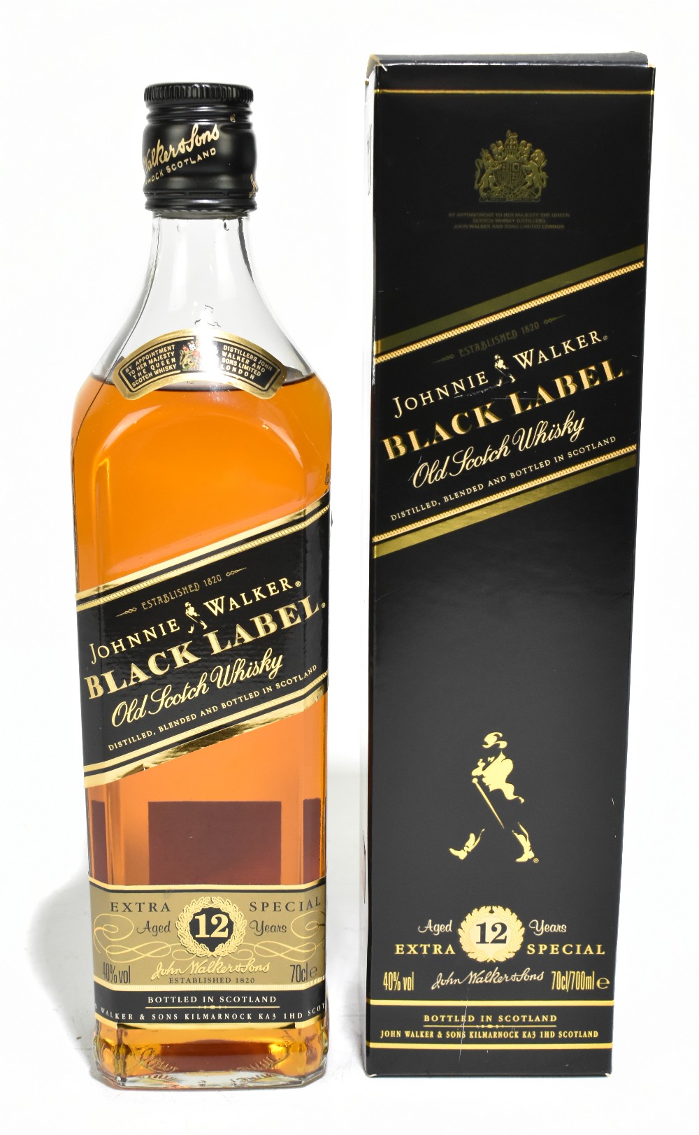 WHISKY; a single bottle of Johnnie Walker Black Label Aged 12 Years Extra Special Blended Old Scotch