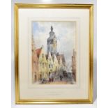 BINGHAM MCGUINNESS (1849-1928); watercolour, ‘A Street in Bruges & a Church of Jerusalem’, signed