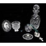 WATERFORD; five box sets of assorted glassware including a rosary bead necklace, jewel tray, etc.