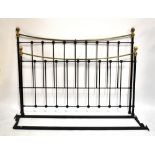 A reproduction Victorian style super king size brass and aluminium bedstead with side rails, width