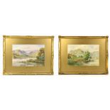 MALCOLM CROSS; a pair of watercolours, landscape scene, each signed lower left, 23cm x 35cm,