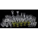 A quantity of cut glass including a ship's decanter, various tumblers, drinking glass, etc.