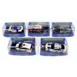 SCALEXTRIC; five track cars in original boxes, comprising Audi R8 MLS GT3, Mini Countryman WRC, Ford