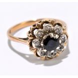 A 9ct yellow gold floral set dress ring, size M, approx 3g.