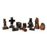 BLACK FOREST; a group of assorted bears including standing brush holder, height 16cm, an example