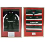 LONDON IRISH; a signed 2003-2004 Zurich Premiership season shirt, framed and glazed, 116cm x 73cm