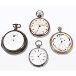 A George III hallmarked silver pair cased pocket watch, the unusual white enamelled dial set with