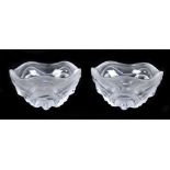 LALIQUE; a pair of 'Vibration' pattern glass dishes, each with original label and etched signature