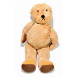 A large 1950s plush teddy bear with beaded eyes, height 70cm.Additional InformationPads have been