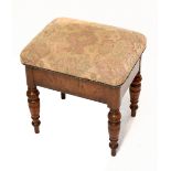 An Edwardian walnut and stained beech piano stool, height 49cm