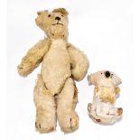 A heavily playworn plush teddy bear, 51cm, and an early 20th century plush koala, height 20cm (2).