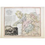 A NEW MAP OF NORTH WALES; a 19th century Thomas Dix engraved map with hand coloured detailing, dated