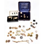 Two pairs of 9ct yellow gold cufflinks, a set of 9ct yellow gold shirt studs (combined 11.3g),