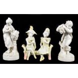 A pair of late 19th century Parian figures modelled as a young boy gathering faggots and a young