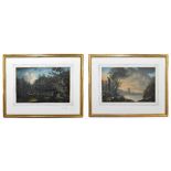 R. PAYNE; a pair of 19th century watercolours, study of a forest and a seascape, each signed, 28.5 x