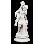 A late 19th century Parian figure group 'Piggy Back', raised on integral socle base, height 44.