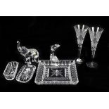 WATERFORD; a collection of glassware including a pair of toasting flutes, elephant, etc (5 boxes).