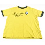 PELÉ (EDSON ARANTES DU NASCIMENTO); a 1970s Brazil home shirt, signed and further inscribed ‘Best