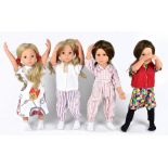 GOTZ; four contemporary dolls, all dressed.