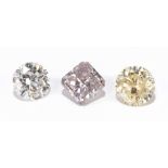 Three loose diamonds weighing 0.43ct, 0.41ct and 0.35ct. Footnote: Due to these being loose stones