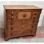 A William IV oak and mahogany crossbanded chest, probably Scottish, with a central deep drawer