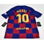 LIONEL MESSI; a Nike Barcelona shirt, signed to reverse, size M. Additional InformationCreasing