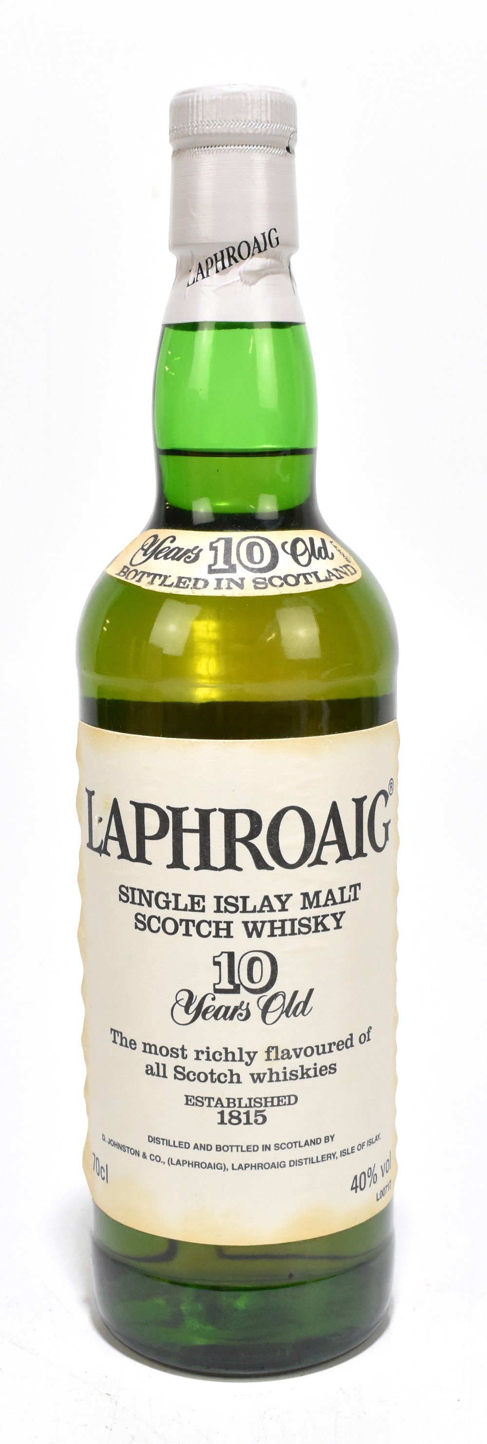 WHISKY; a single bottle of Laphroaig Single Islay Malt Scotch Whisky, 10 years old, 70cl, 40%.