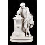 A late 19th century Parain figure 'William Shakespeare' the bard modelled leaning on a pillar