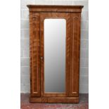 A Victorian satin walnut mirror door wardrobe with plinth base.Additional InformationHeight 204cm,