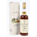 WHISKY; a single bottle of Macallan Single Highland Malt Scotch Whisky 10 years old, 75cl, 40%,