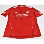JORDAN HENDERSON; an Addidas Liverpool 2018-19 season six times Premier League winners home shirt,