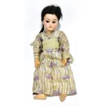 SIMON & HALBIG; a bisque head Oriental doll, with sleeping eyes, open mouth with visible teeth and