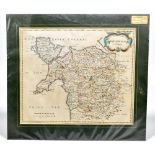 NORTH WALES; a Robert Morden engraved map, with hand coloured detailing, 36.5 x 43.5cm, with five