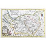 THOMAS KITCHIN; a hand coloured engraved map of Cheshire, 16cm x 23.5cm, with a Kitchin linen backed