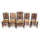 An harlequin set of five dining chairs.