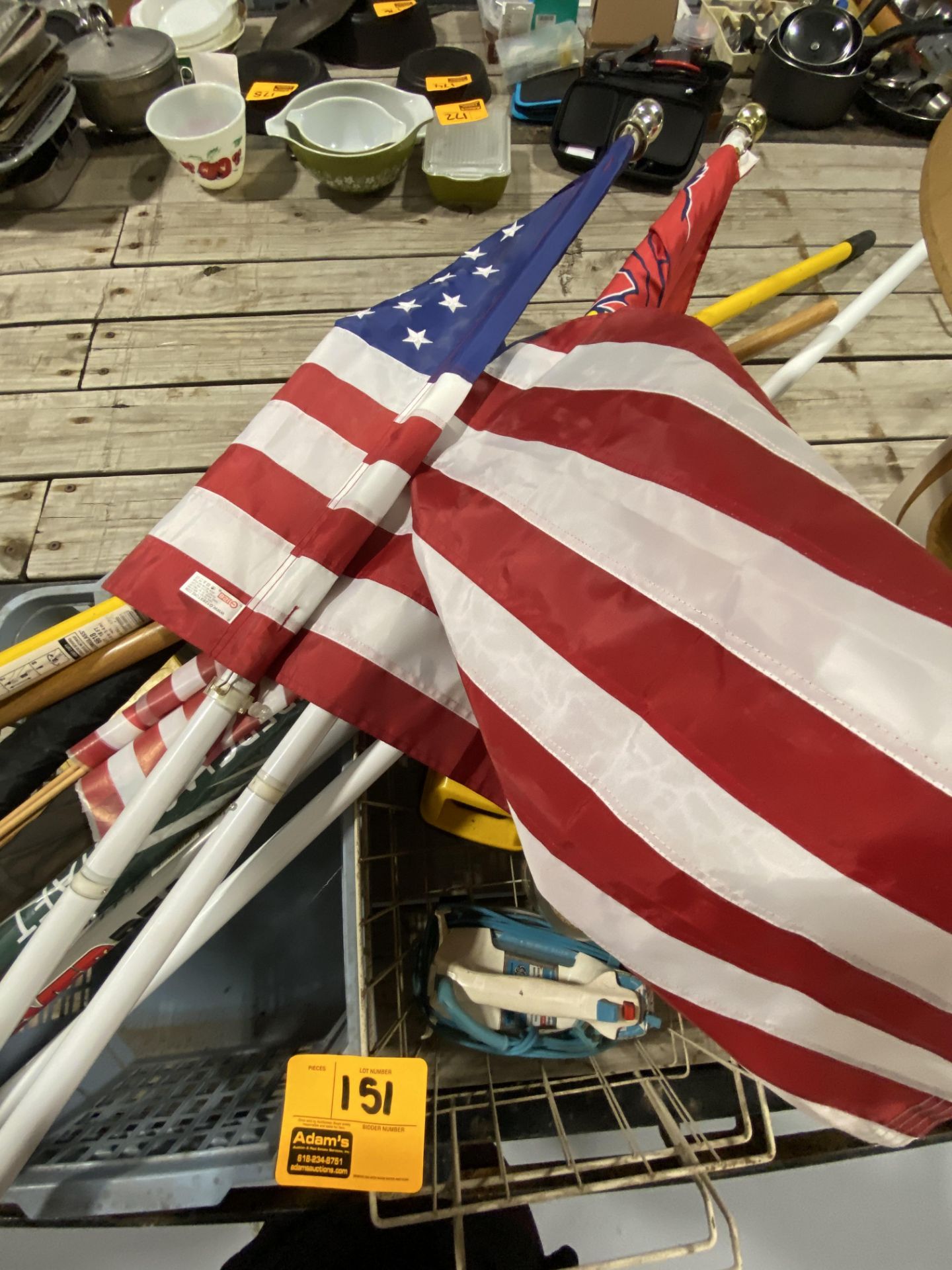 PLASTIC BASKET, FLAGS, FLAG HOLDER, VARIABLE SPEED DRILL