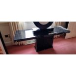 Contemporary altar table, black/white marble, 160cm long,