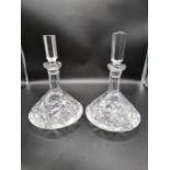 Matching Pair Of Ships Decanters Crystal Cut Glass. Heavy glass. Condition: No sign of damage on