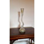 Art glass with a large twisted stem. H53cm. Hand painted. Condition. No signs of damage or repair.