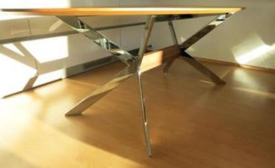 Hulsta - Germany. Dining table on chrome legs. Length 220cm - Image 2 of 4