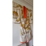 Kimono, large oversized interior decorative wall hanging. White. Embroidered - silk/wool/wire.