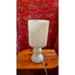 Mid 20thC alabaster table lamp. 42cm working - not PAT tested.