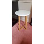 Small modern occasional table - wooden base - Habitat, cream circular top
