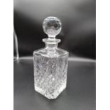 Square Decanter. Crystal Cut Glass. Large Heavy Thick Glass. Condition: Decanter is good