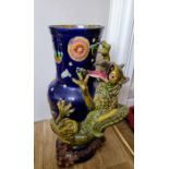 George Jones Majolica A substantial umbrella walking stick stand decorated with dragon motif.