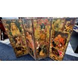 A Victorian decoupage modesty screen. Condition. Frame and hinges in excellent condition. Areas or