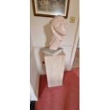 Pedestal plinth in beige/cream, 35 x 90cm. (Not including bust). Note heavy item.