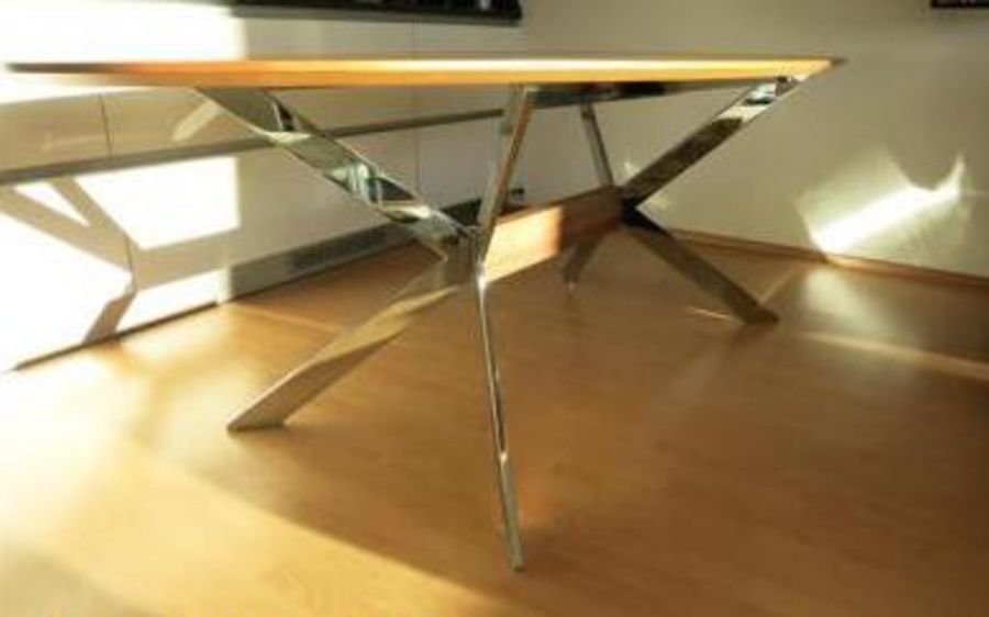 Hulsta - Germany. Dining table on chrome legs. Length 220cm - Image 3 of 4
