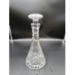 Tall Cut Glass Ships Decanter With Stopper. Condition. As new H29cm W14cm