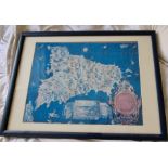 Framed print of a map of Sicily